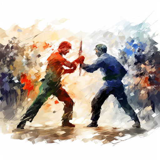 Conflict clipart in the style of Impressionistic Art, on white background