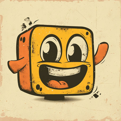 Vintage cartoon logo with retro color palette