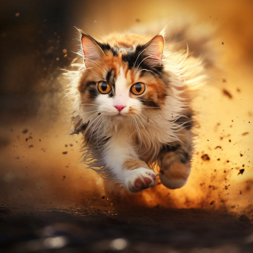 Calico cat running
