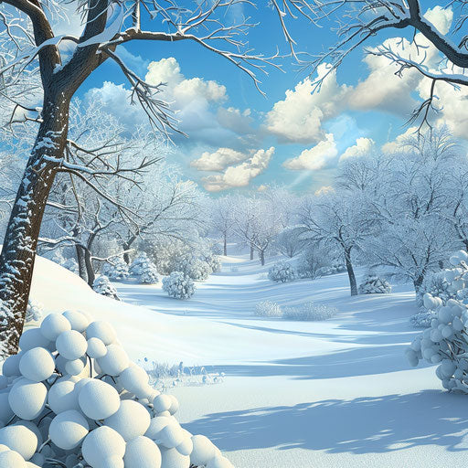 Snowy clipart with photo realistic style and flat random background