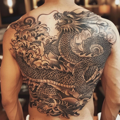 Meaningful tattoos of a dragon and phoenix for men