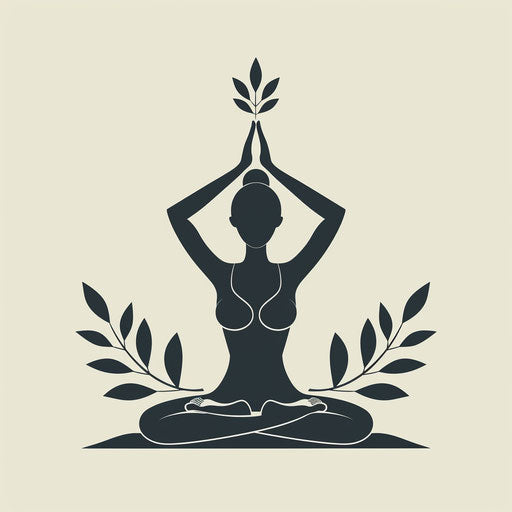 Stylized yoga pose representing balance and wellness