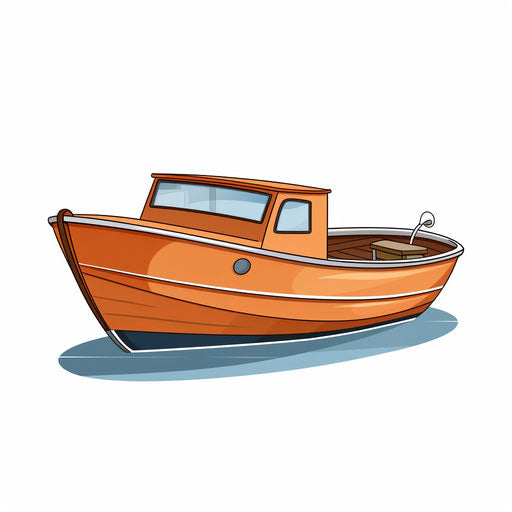 Minimalist boat illustration, on white background