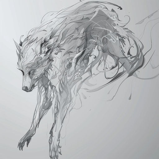 Ghostly werewolf ethereal clipart tattoo sketch
