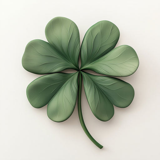 3D 4 leaf clover on flat white background