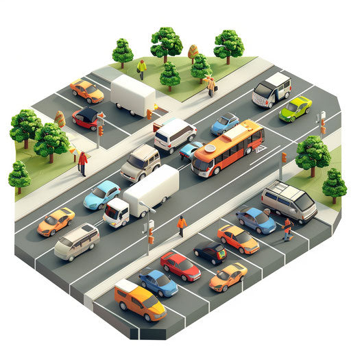 Realistic traffic clipart on flat white background