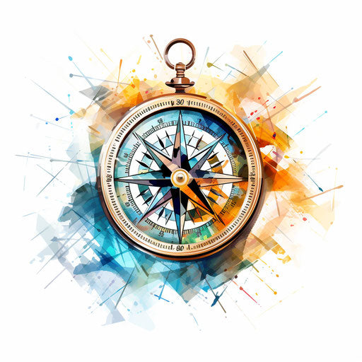 Compass clipart in the style of Impressionistic Art, on white background