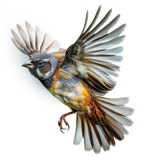 Realistic flying bird illustration on flat white background