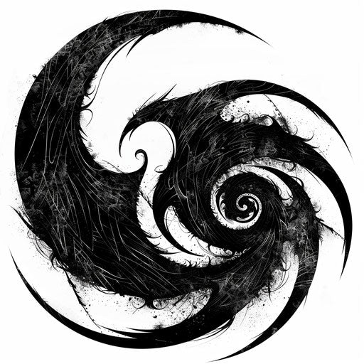 Curse mark tattoo swirling in dark pattern on white