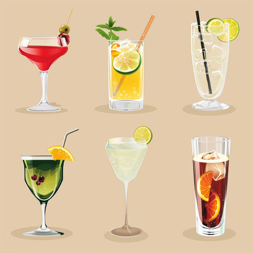 Drinks clipart with a random flat photo realistic background