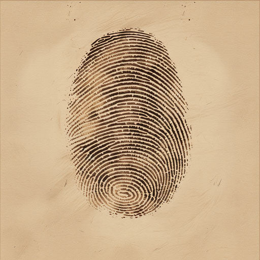 Realistic quality fingerprint clipart on a flat beige background