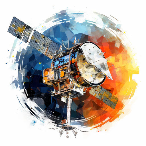 Satellite clipart in the style of Impressionistic Art, on a white background