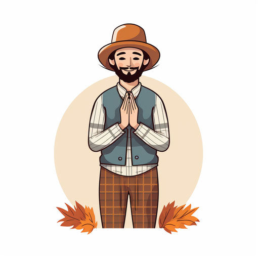 Minimalist illustration in thankful style, on white background