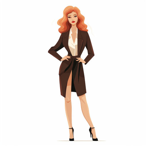 Minimalist style businesswoman clipart on white background
