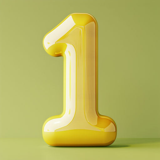 Number 1 in photo realistic style on flat chartreuse background