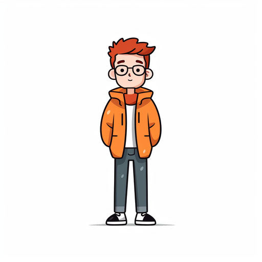 Minimalist-style character clipart, on white background