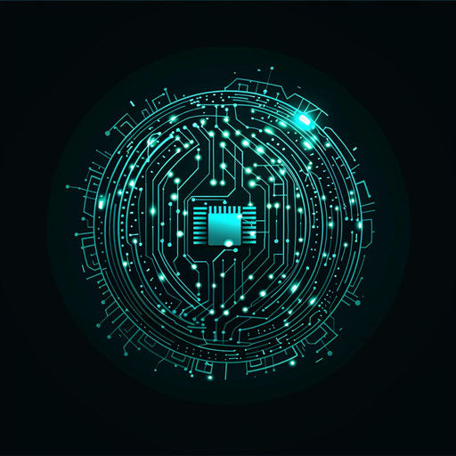 Tech news logo with circuit board pattern forming a globe
