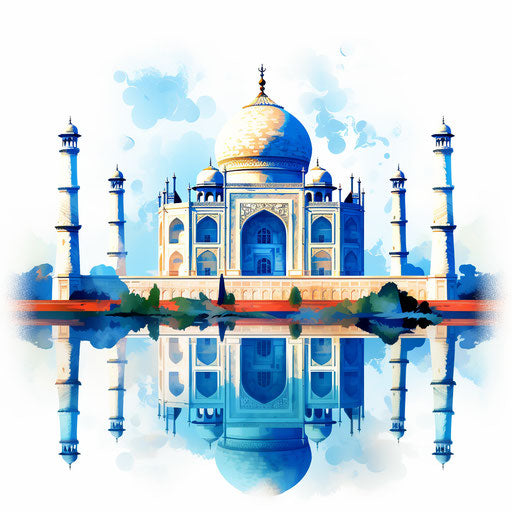 Taj Mahal clipart in the style of Impressionistic Art