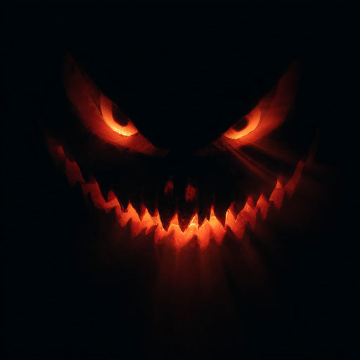 Intensely Staring and Grinning Jack-o'-Lantern Face