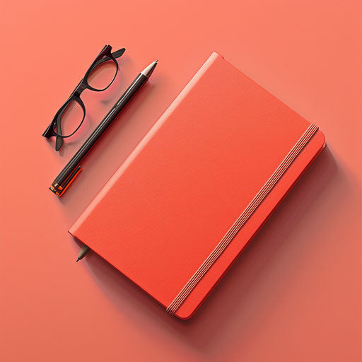 Realistic illustration of an agenda on a flat vibrant coral background