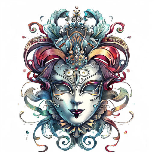 Colorful traditional Italian mask tattoo Venice