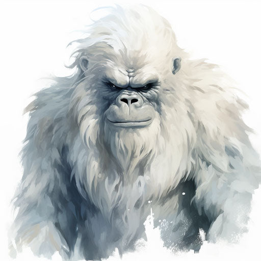 Yeti illustration in the style of Oil painting, on a white background