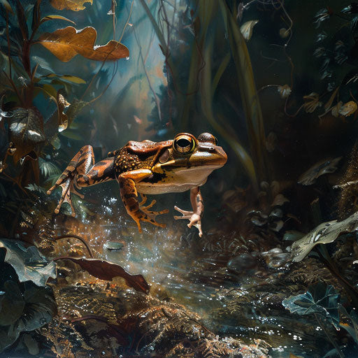 Swift escape of a frog from an approaching predator