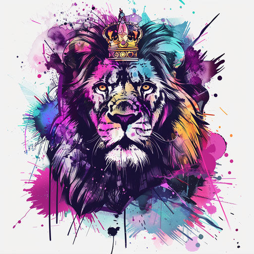 Urban clipart: lion with crown in bold colors
