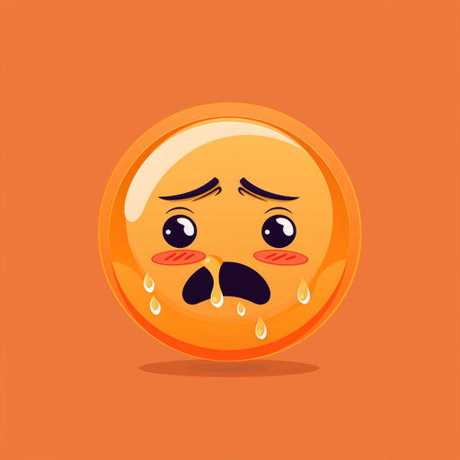 crying emoji clipart, simple transparent orange background