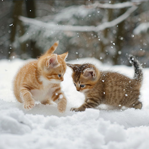 Fatcat kittens playing in the snow