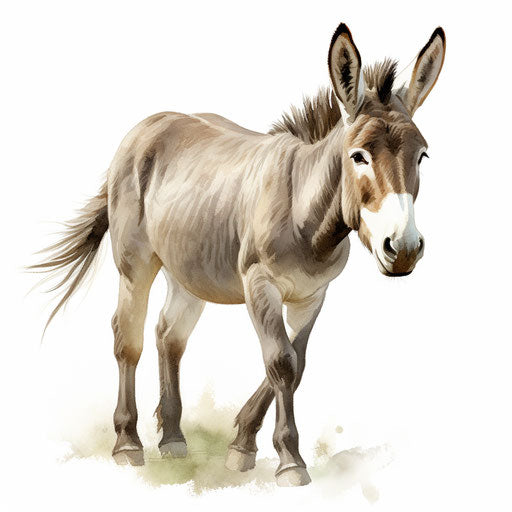 Donkey clipart in the style of Chiaroscuro Art, on a white background