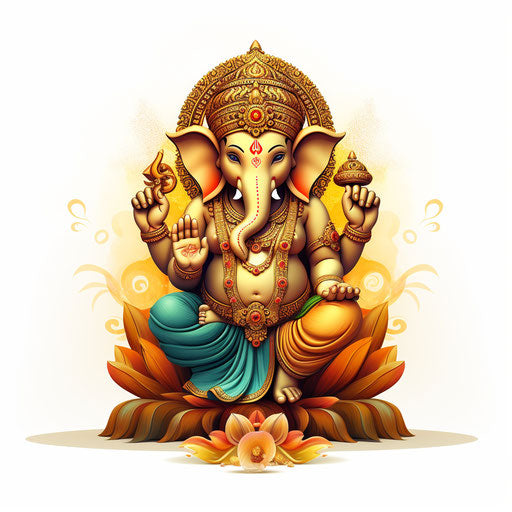 Ganpati clipart in Chiaroscuro Art style, on white background