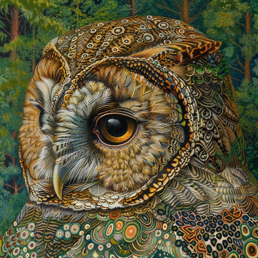 Northern spotted owl in lush forest