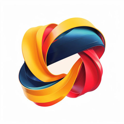 3D logo with dynamic shapes and vibrant colors