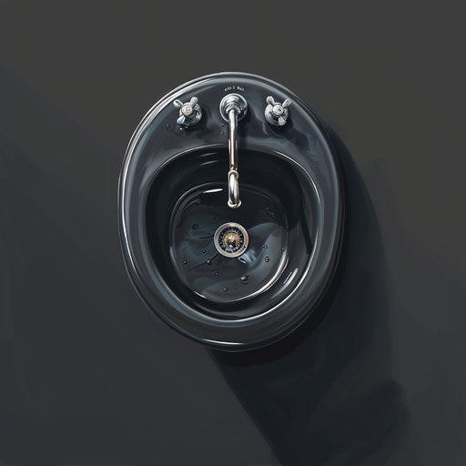 Realistic sink illustration on flat, dark background