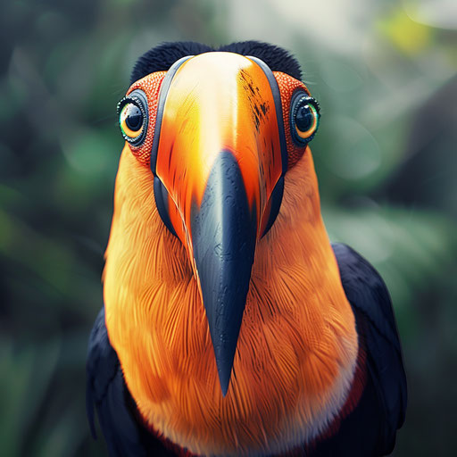 Curious toucan with an intriguing expression