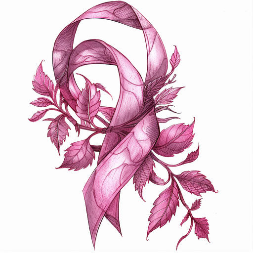 Pink ribbon intertwined with a vine - Tattoo