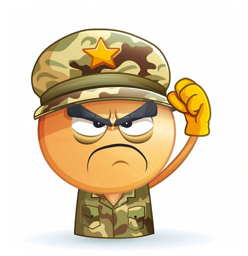 Angry soldier saluting