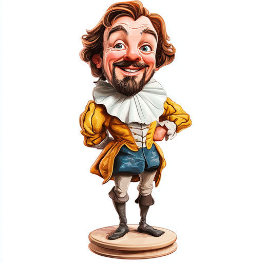 Humorous clipart caricature of Francis Drake with human characteristics