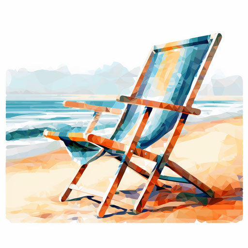 Beach chair in Impressionistic style on white background