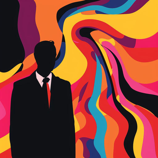 Businessman with bold, colorful abstract background