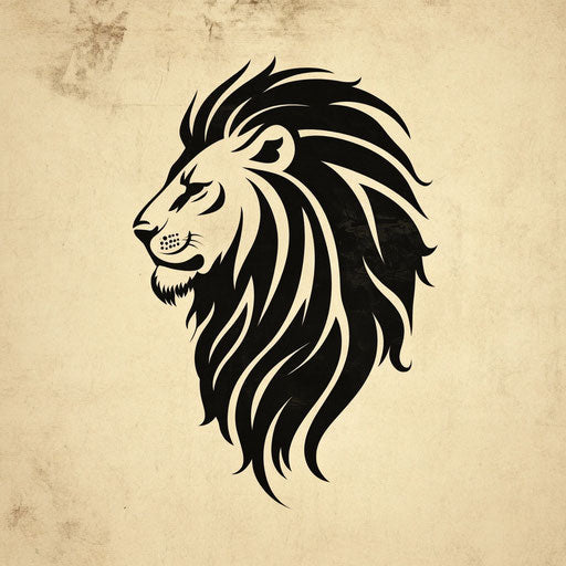 Minimalist black ink lion tattoo sketch