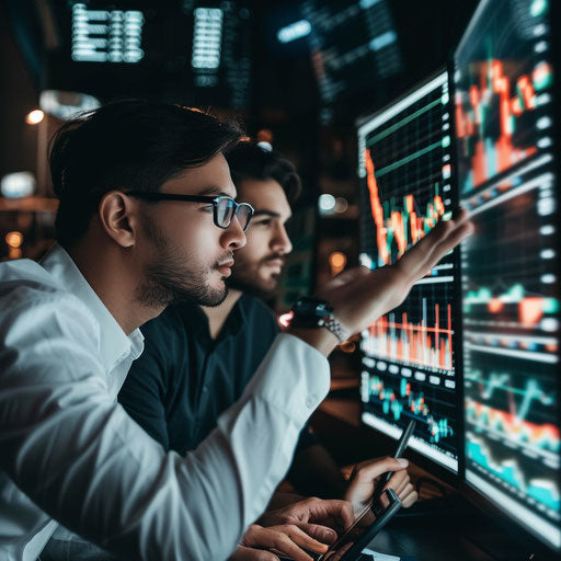 Financial team analyzing live stock market feeds