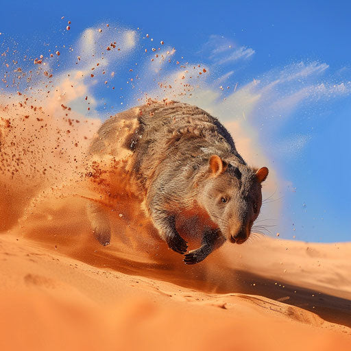 Wombat sprinting in Australian sun