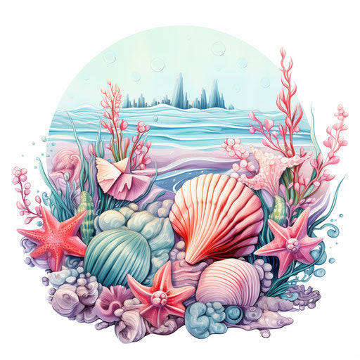 Marine illustration in Pastel Colors Art style