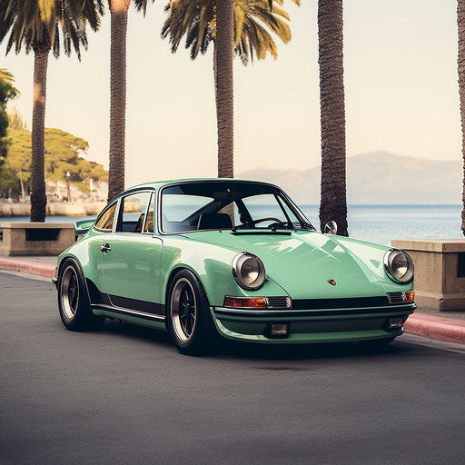 Classic sports car Seafoam green