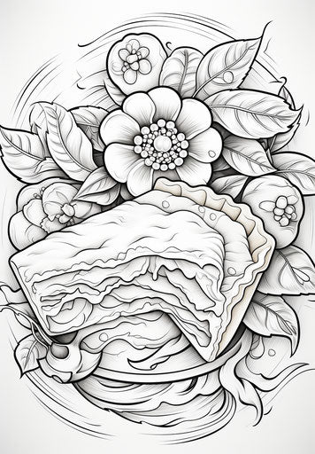 Adorable pie slice coloring page, precisionist style