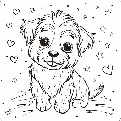 Puppy with hearts and stars