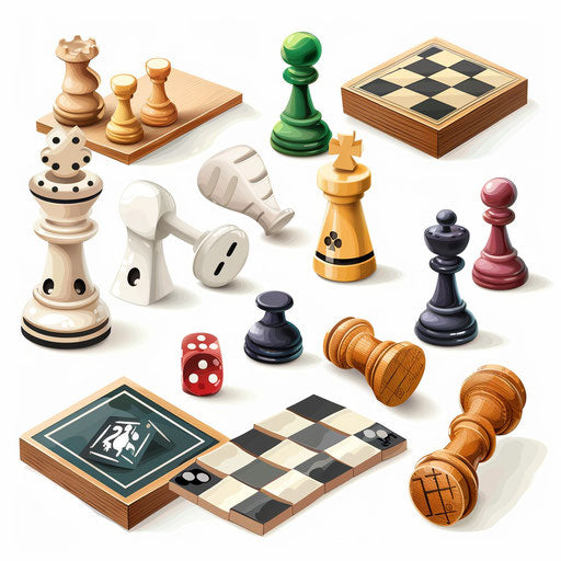 Photo realistic board games clipart on white background