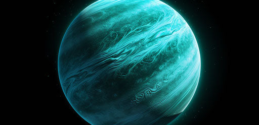 The moon planet Neptune, in light aquamarine style